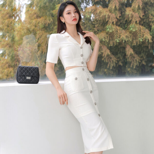 Women's New Socialite Slim Fit Suit Collar Two-piece Set - Image 5